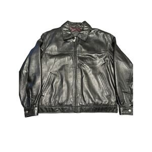 Roundtree & York Mens Leather Jacket Size XL Black